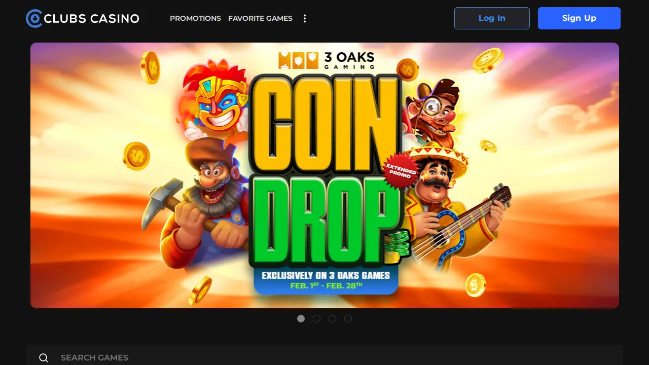 Clubs Casino homepage