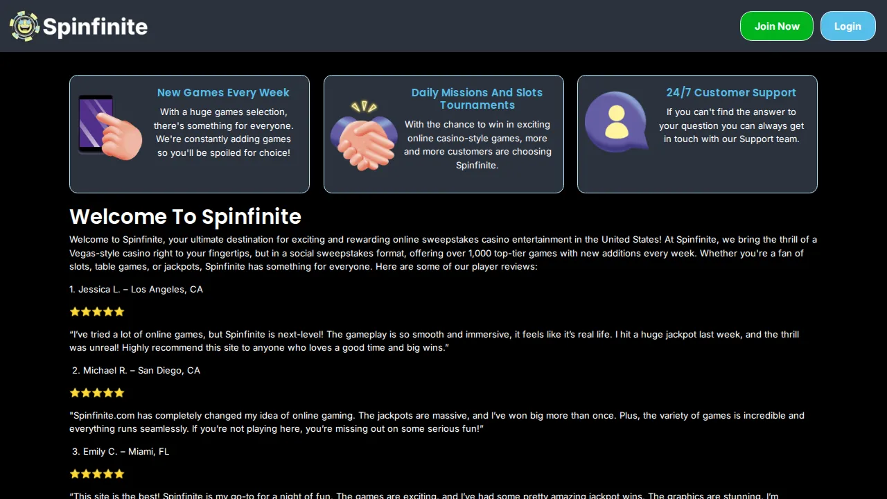 Spinfinite homepage