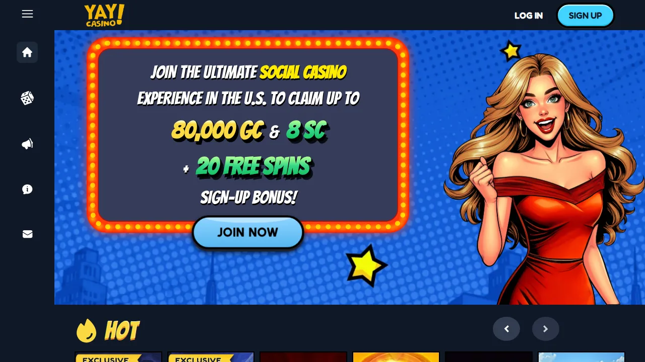 Yay Casino homepage